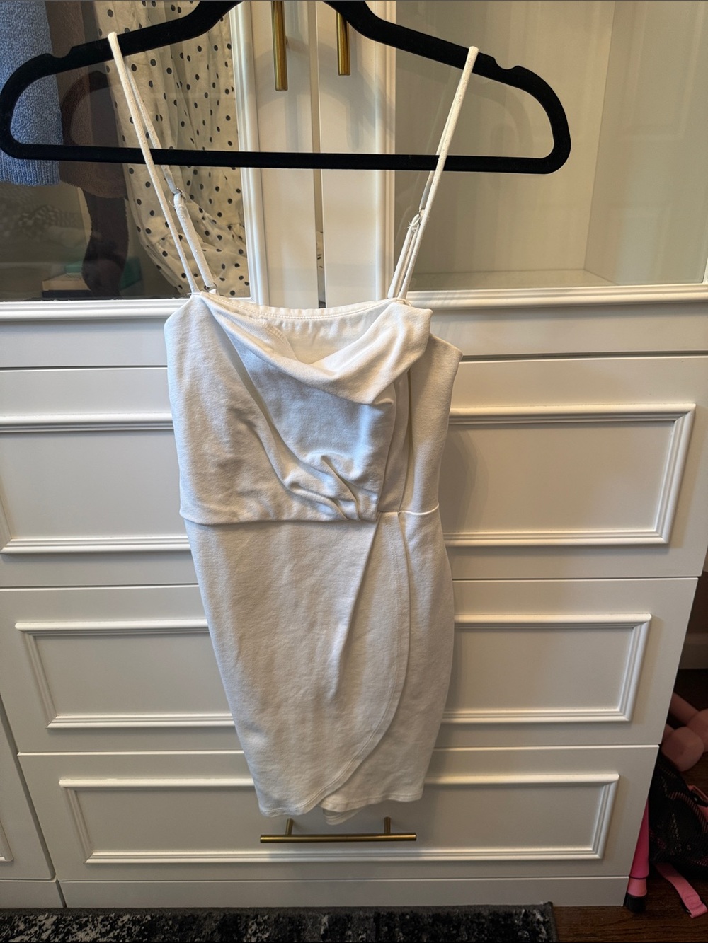 Lulu's White Cowl Neck Mini Dress with Wrap Skirt